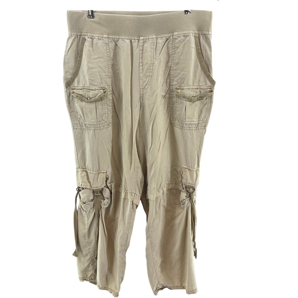 XCVI Cargo Pants Womens S Tan Cropped Soft Twill Lagenlook Gorpcore Luxury